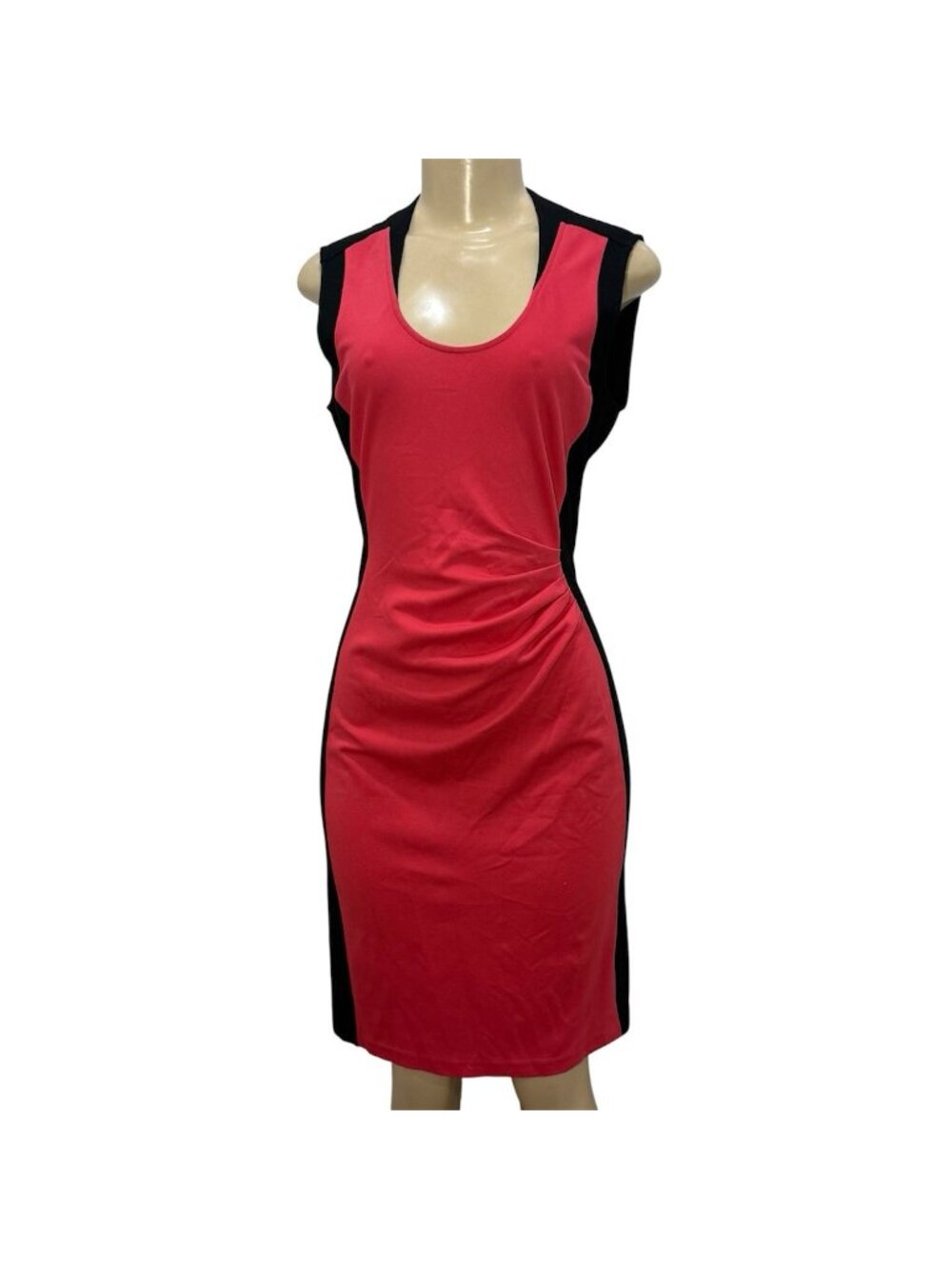 Kenneth Cole New York Women's Black Pink Slimming Side Ruch Sleeveless Dress 10